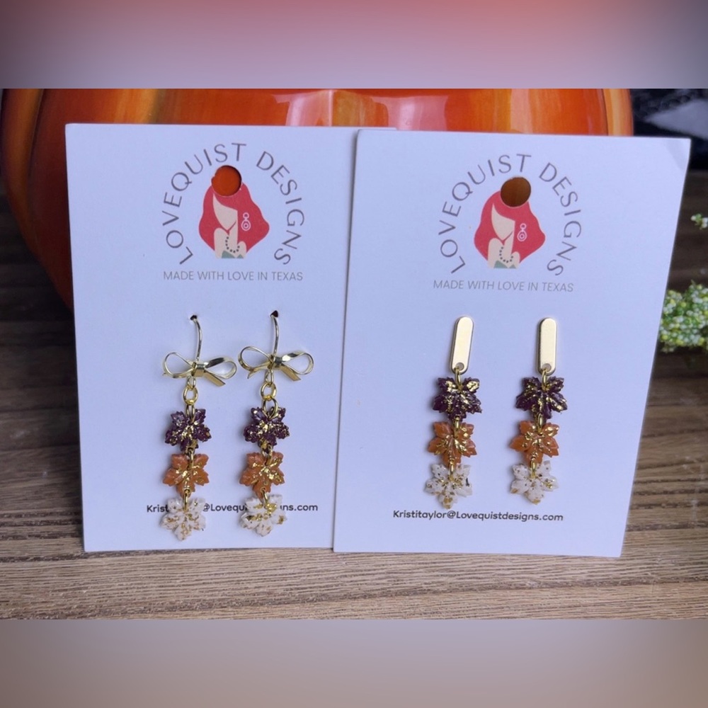 Handmade Fall Maple Leaf Earrings